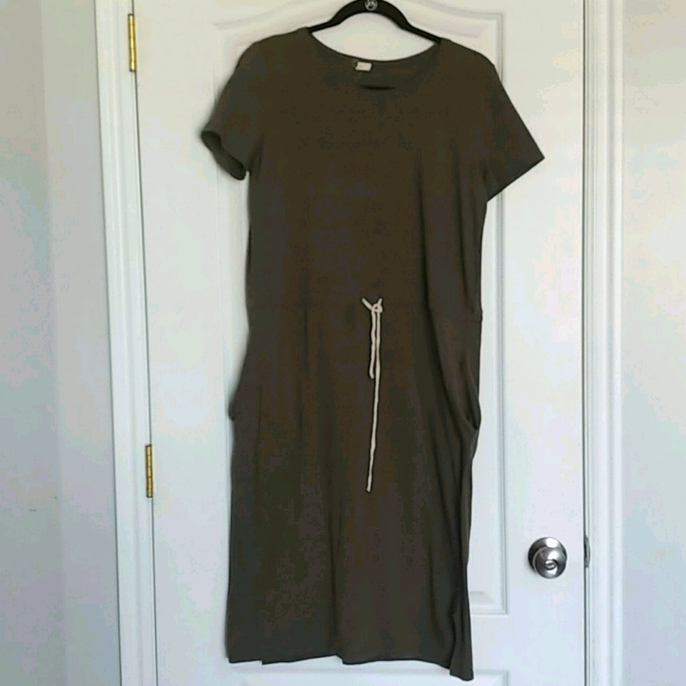 Midi tie-waist t-shirt dress with pockets